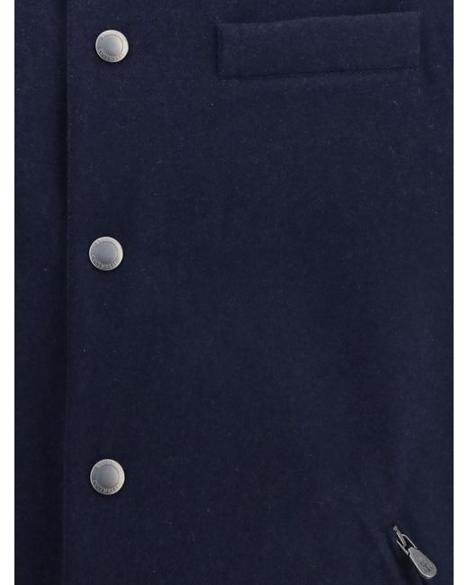 Brunello Cucinelli Blue Padded Wool Vest With Detachable Hood for men