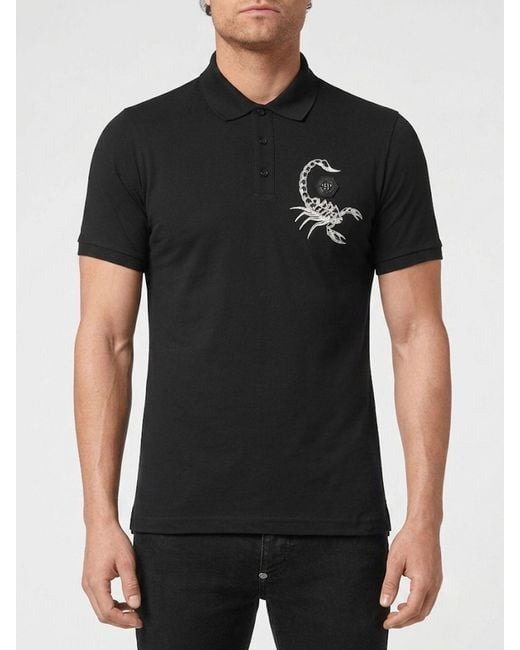 Philipp Plein Black Polo Shirt for men