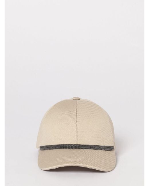 Brunello Cucinelli Natural Cotton Twill Hat With Monile