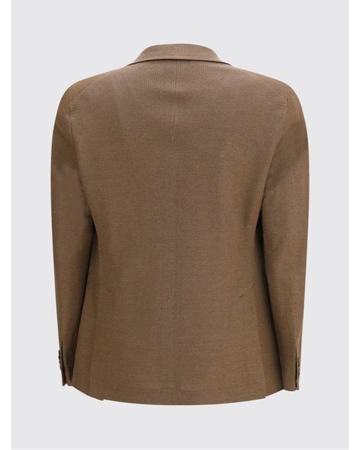 Tagliatore Brown Single-Breasted Linen And Cotton Blazer for men