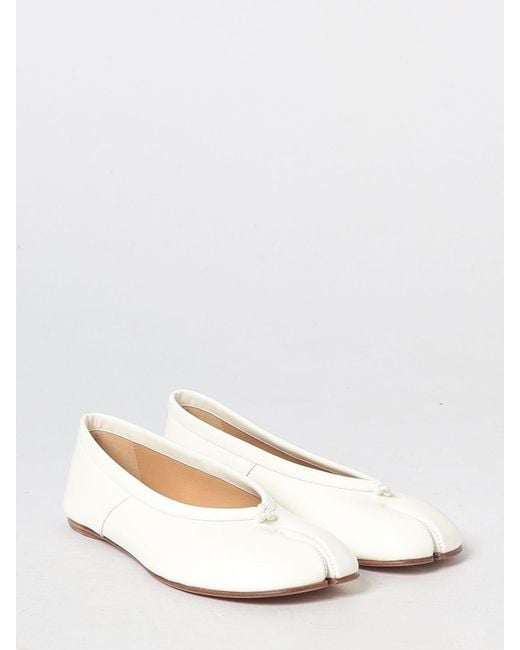 Maison Margiela Natural Tabi Calfskin Leather Ballet Flats With Split Toe