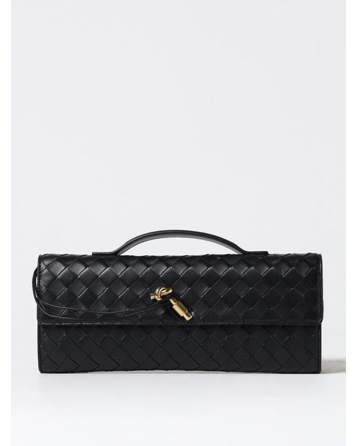 Bottega Veneta Black Andiamo Woven Nappa Clutch