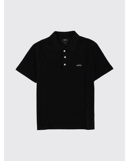 A.P.C. Black Basic Cotton Polo With Logo for men