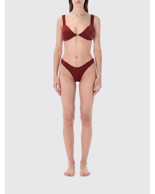 MATINEÉ Red Triangle Bikini With V-Neck And Brazilian Briefs