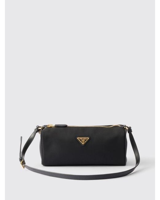 Prada Black Re-Nylon And Leather Pouch