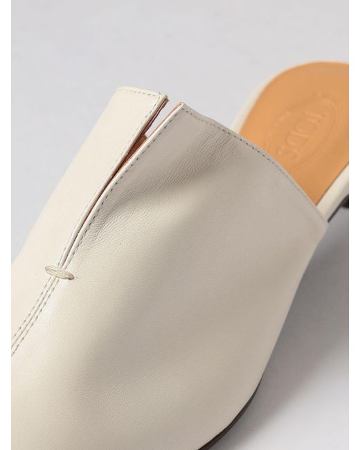 Tod's White Leather Mules