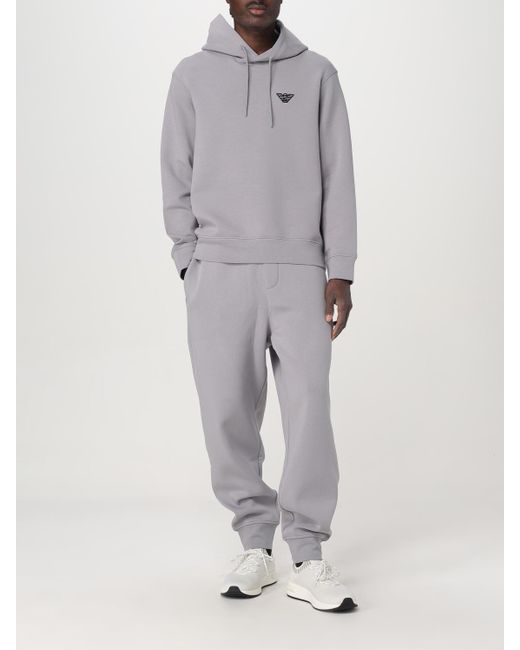 Felpa Con Cappuccio di Emporio Armani in Gray da Uomo