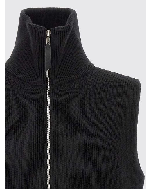 Maison Margiela Blue Wool And Cotton Knitted Waistcoat With A Turtleneck And Zip for men