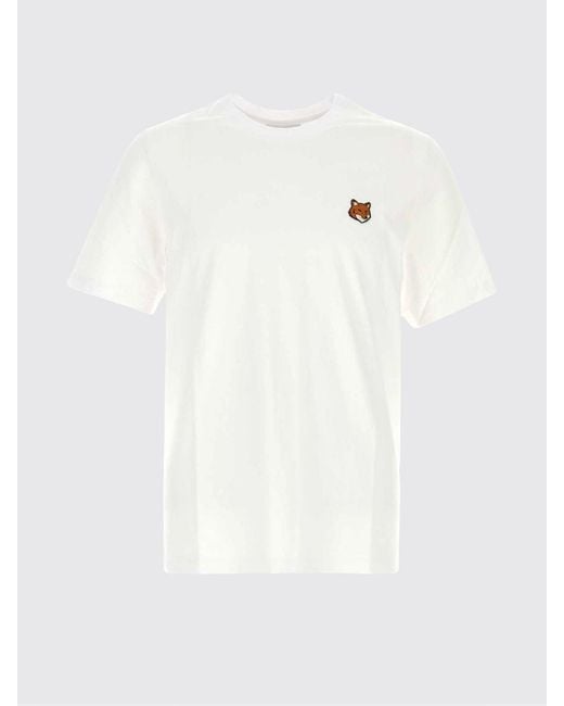 Maison Kitsuné White Maison KitsunÉ Cotton T-Shirt With Logo for men