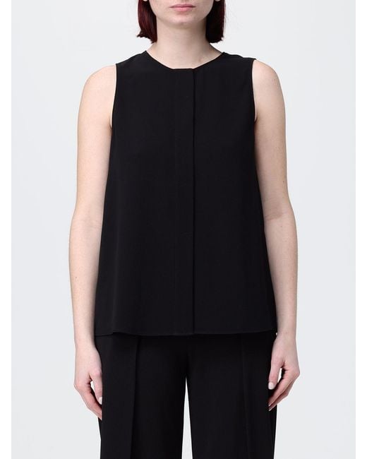 Emporio Armani Black Crêpe Sleeveless Top