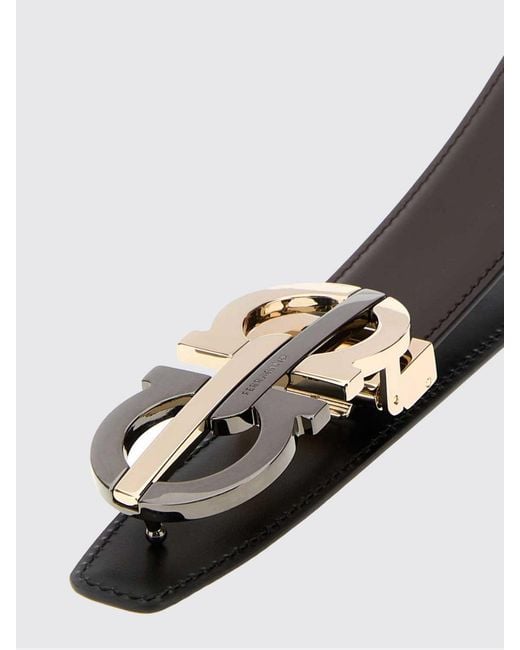 Ferragamo White Gancini Reversible Leather Belt With Buckle Clasp for men