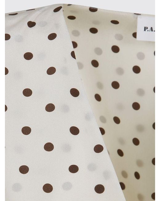 P.A.R.O.S.H. White Polka Dot Silk Crêpe De Chine Midi Dress P.A.R.O.S.H. With V-Neck