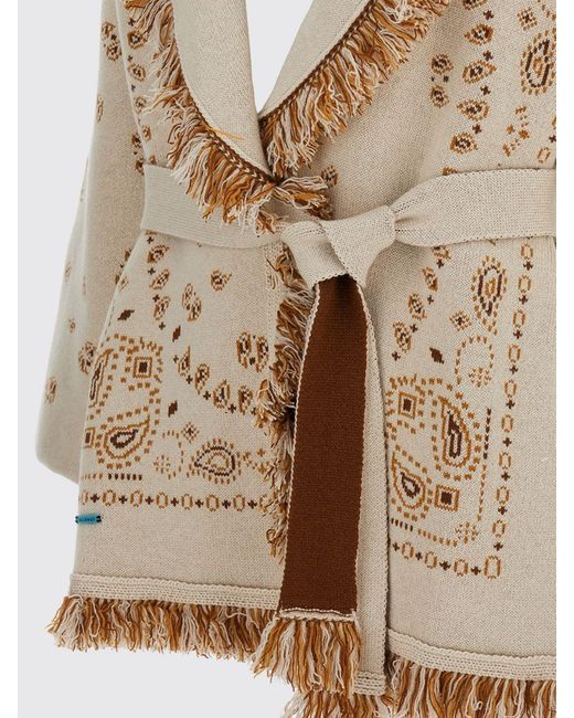 Alanui Natural Robe-Cardigan Aus Kaschmir Mit Bandana-Muster Und Fransen