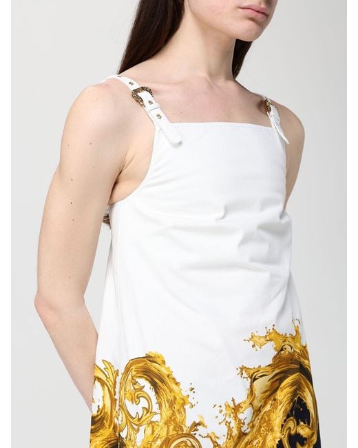 Versace Jeans Couture White Printed Stretch Cotton Dress
