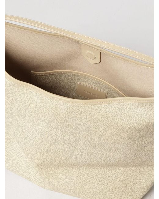 Borbonese Natural Polka Dot Recycled Nylon Hobo Bag With Magnetic Closure