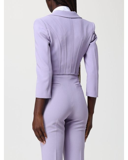 Elisabetta Franchi Purple Crop Polyester Blazer