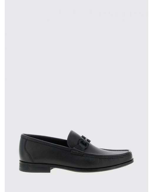 Ferragamo White Gancini Grained Leather Loafer for men
