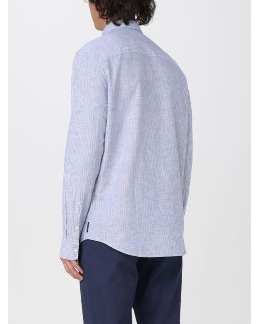 Camicia in misto cotone a righe di Armani Exchange in Blue da Uomo