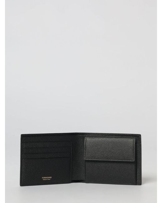 Ferragamo White Gancini Grained Leather Wallet for men