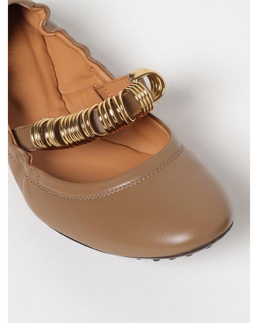 Tod's Natural Gommino Ballerina Leather Flats