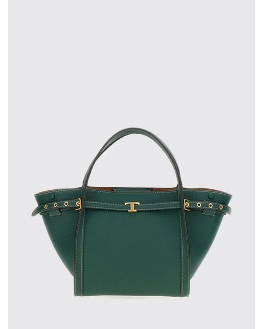 Tod's Green Small Leather Shopping Handbag