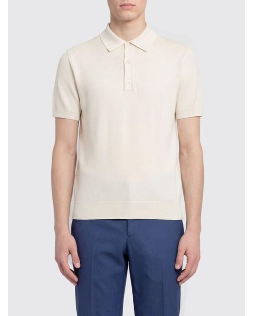 Tom Ford White Cotton And Silk Knit Polo Shirt for men