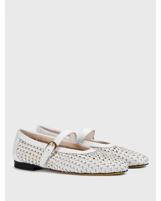 Doucal's White Woven Nappa Leather Ballerinas