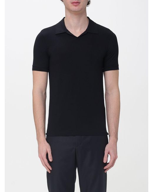 Giorgio Armani Black Viscose Polo Shirt for men