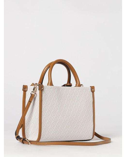 Liu Jo White Monogram Print Handbag With Double Handle And Adjustable Shoulder Strap