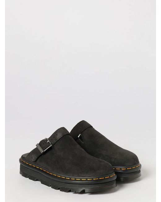 Dr. Martens Black Zebzag Suede Mules With Adjustable Strap