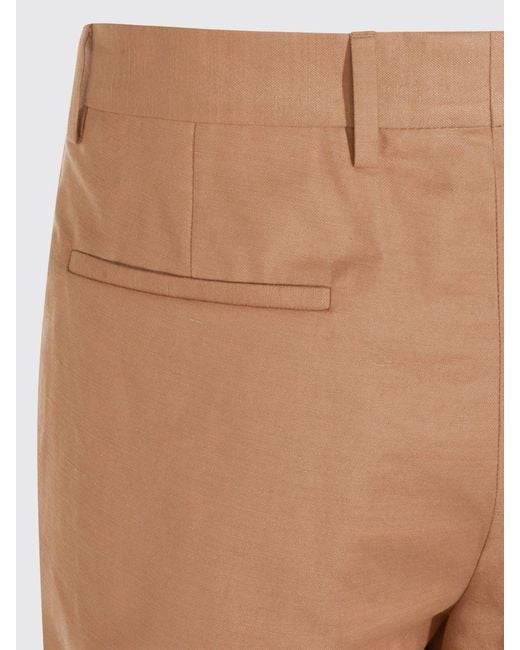 Brunello Cucinelli Natural Cotton And Linen Tailored Trousers for men