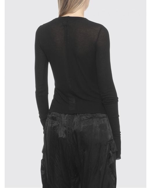 Rick Owens Black Viscose And Silk Knit Top