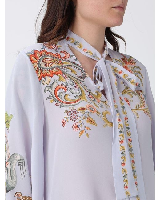 Etro White Silk Kaftan Dress With Paisley Print