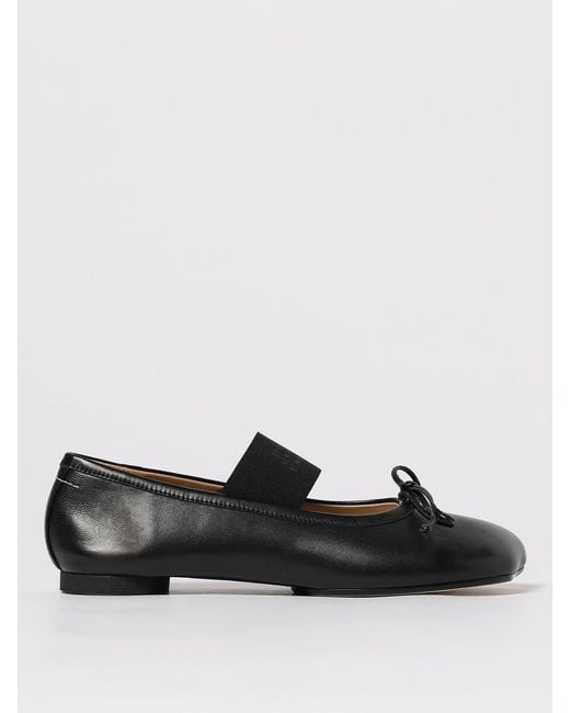 MM6 by Maison Margiela Black Anatomic Tabi Leather Ballerinas