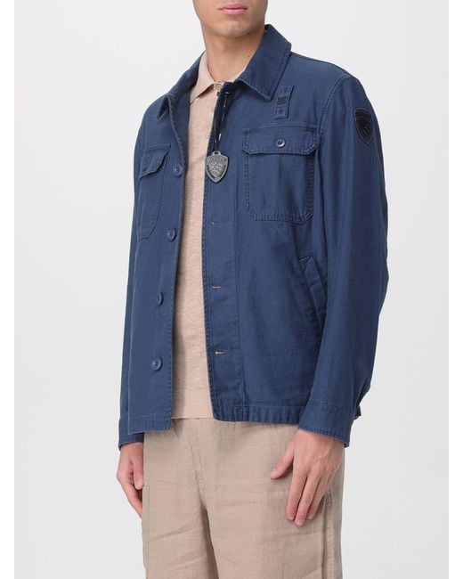 Blauer Blue Cotton Shirt Jacket for men