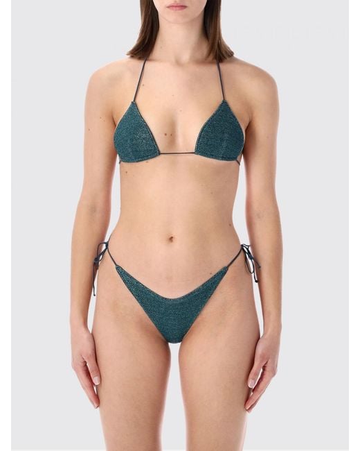 Oseree Blue Lurex Jersey Bikini