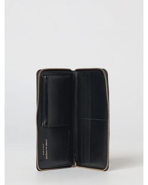 Comme des Garçons Black Leather Wallet With Printed Logo