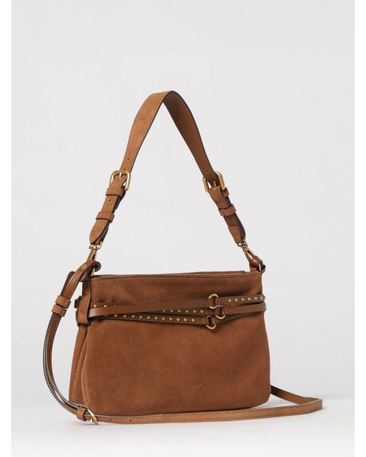 Pinko Brown Suede Bag With Micro Studs