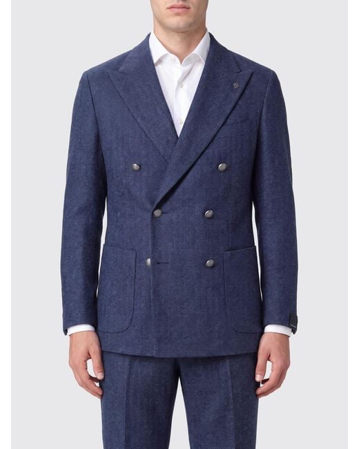 Tagliatore Blue Double-Breasted Blazer for men