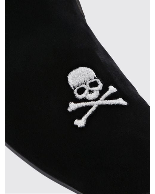 Philipp Plein Black Velvet Loafers With Embroidered Skull for men