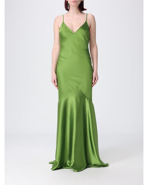 Elisabetta Franchi Green Satin Long Dress