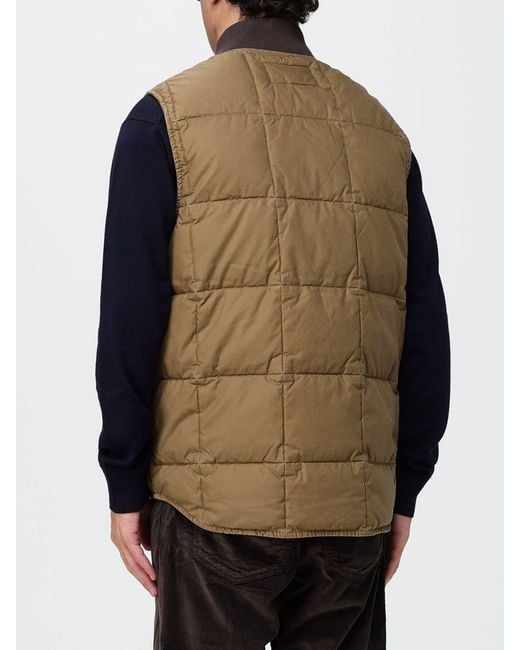 Filson Brown Heritage Quilted Padded Bomber Vest With Embroidered Logo for men