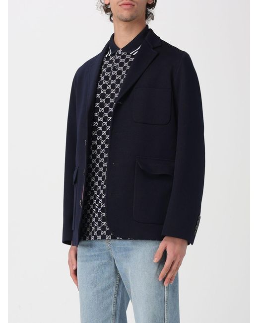 Gucci Blue Single-Breasted Cotton Jersey Blazer for men