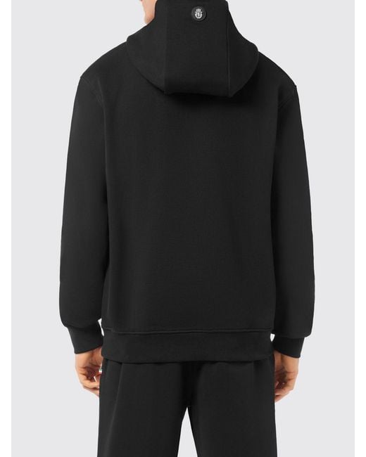 Billionaire Black Cotton Hoodie With Baroque Print for men