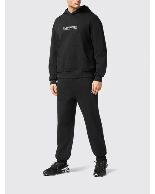 Philipp Plein Black Cotton Hooded Sweatshirt With Logo for men