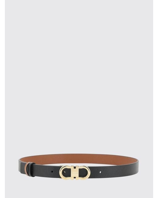 Ferragamo White Gancini Calfskin Leather Belt