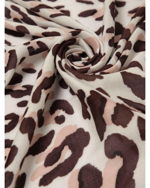 Liu Jo Natural Viscose Scarf With Animal Print And Monogram
