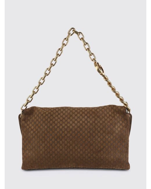 Gucci Brown Interlocking G Suede Bag With Embossed Gg Monogram