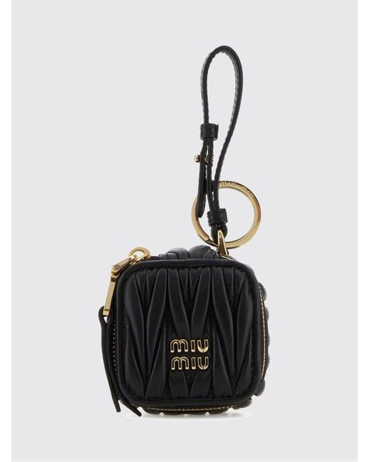 Miu Miu Black Trick Matelassé Nappa Keychain
