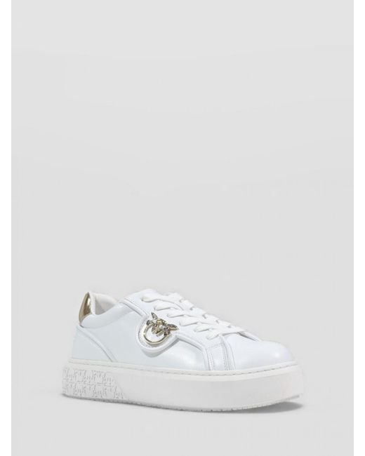 Pinko White Yoko 06 Leather Sneakers